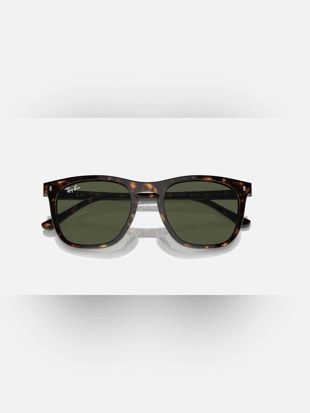 NEW Ray-Ban RB2210 Sunglasses * Frame: Havana * Lens: Green (Crystal Standard)